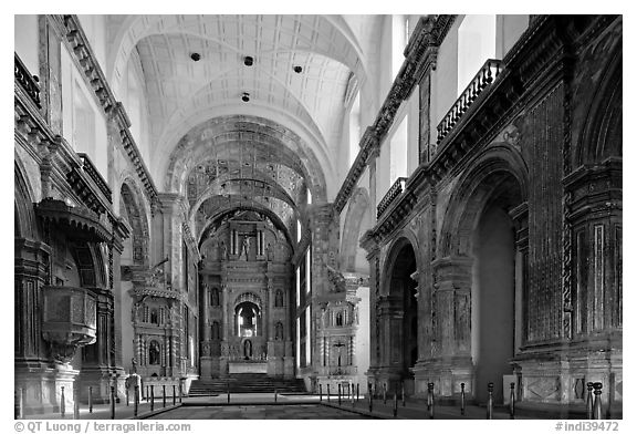 Church of St Francis of Assisi interior, Old Goa. Goa, India (black and white)