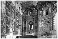 Murals and altars, Church of St Francis of Assisi, Old Goa. Goa, India (black and white)