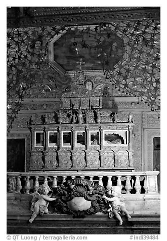 Tomb of St Francis Xavier, Basilica of Bom Jesus, Old Goa. Goa, India (black and white)