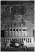 Tomb of St Francis Xavier, Basilica of Bom Jesus, Old Goa. Goa, India (black and white)