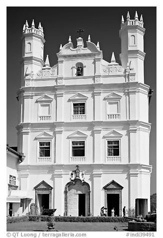 Portuguese church of St Francis of Assisi, Old Goa. Goa, India (black and white)