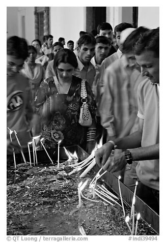 Popular candle burning spot, Basilica of Bom Jesus, Old Goa. Goa, India