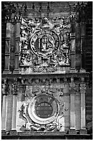 Facade decor, Basilica of Bom Jesus, Old Goa. Goa, India (black and white)