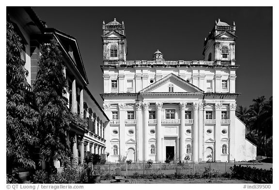 Church of St Cajetan, Old Goa. Goa, India (black and white)