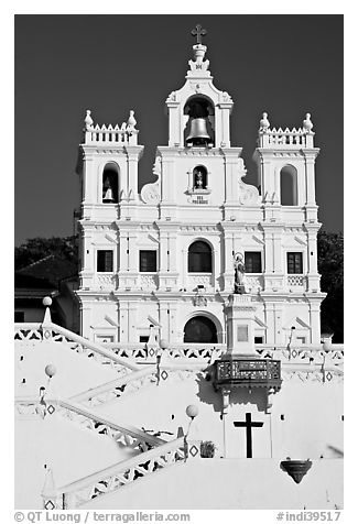 Church of our Lady of the Immaculate Conception facade, Panaji. Goa, India (black and white)