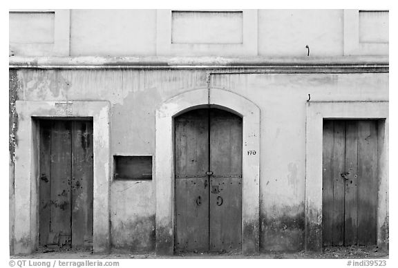 Facade painted yellow, Panjim. Goa, India