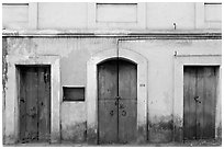 Facade painted yellow, Panjim. Goa, India (black and white)