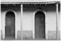 House painted green, Panjim. Goa, India (black and white)