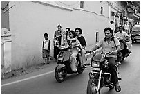 Street with motorbikes, Panjim. Goa, India (black and white)