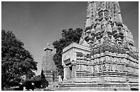 Parsvanatha and Adinath Jain temples, Eastern Group. Khajuraho, Madhya Pradesh, India (black and white)