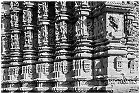 Decorated columns, Duladeo Temple, Southern Group. Khajuraho, Madhya Pradesh, India (black and white)