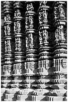 Carved columns, Duladeo Temple, Southern Group. Khajuraho, Madhya Pradesh, India (black and white)