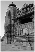 Vamana temple, Eastern Group. Khajuraho, Madhya Pradesh, India (black and white)