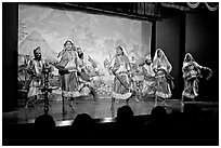 Folksdance performed on Kandariya art and culture show stage. Khajuraho, Madhya Pradesh, India (black and white)