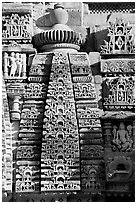 Temple decor detail, Lakshmana temple. Khajuraho, Madhya Pradesh, India (black and white)