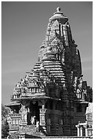 Entrance side of Lakshmana temple. Khajuraho, Madhya Pradesh, India (black and white)