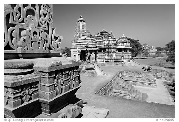 Mahadeva and Devi Jagadamba temples seen from Kadariya-Mahadev. Khajuraho, Madhya Pradesh, India