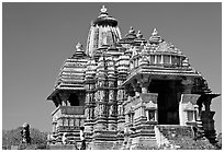 Front of Devi Jagadamba temple. Khajuraho, Madhya Pradesh, India (black and white)