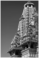 Sikhara of Visvanatha temple. Khajuraho, Madhya Pradesh, India (black and white)
