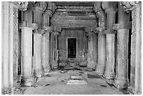 Mandapa inside Kadariya-Mahadeva temple. Khajuraho, Madhya Pradesh, India (black and white)