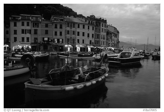 Old harbor at dusk, Portofino. Liguria, Italy