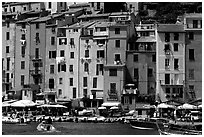 Harbor and townhouses, Porto Venere. Liguria, Italy (black and white)