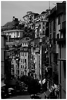 Main street, Riomaggiore. Cinque Terre, Liguria, Italy (black and white)