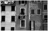 Multicolored houses, Riomaggiore. Cinque Terre, Liguria, Italy (black and white)