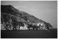 Manarola seen from Corniglia. Cinque Terre, Liguria, Italy (black and white)