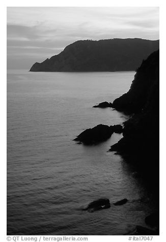 Cliffs at sunset near Vernazza. Cinque Terre, Liguria, Italy