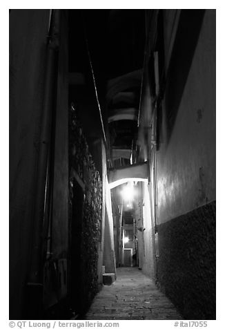 Narrow street at night, Vernazza. Cinque Terre, Liguria, Italy