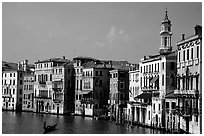 Grand Canal seen from the Rialto Bridge. Venice, Veneto, Italy (black and white)