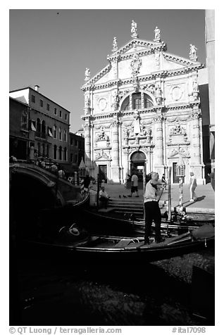 Gondola and church. Venice, Veneto, Italy