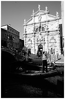 Gondola and church. Venice, Veneto, Italy ( black and white)