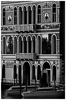 Beautiful colored marbles on facade of Palazzo Dorio (1487), the Grand Canal. Venice, Veneto, Italy ( black and white)