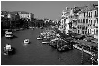 Grand Canal near Rialto Bridge. Venice, Veneto, Italy (black and white)