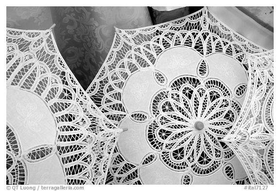 Lace, the specialty of the island of Burano. Venice, Veneto, Italy