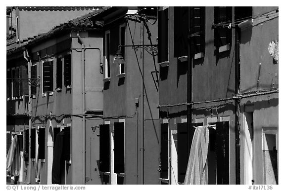 Facades of brightly painted houses, Burano. Venice, Veneto, Italy