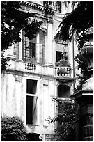 Palace seen through trees. Veneto, Italy (black and white)