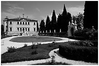 Gardnes and renaissance Villa Valmarana. Veneto, Italy (black and white)