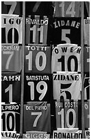 T-Shirts with colors of popular Italian soccer teams. Florence, Tuscany, Italy ( black and white)