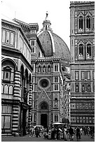 Baptistry, Campanile tower, and Duomo. Florence, Tuscany, Italy (black and white)