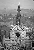 Santa Croce, seen from the Campanile. Florence, Tuscany, Italy ( black and white)