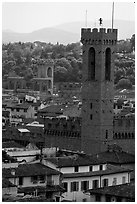 Bell tower, palazzo Vecchio. Florence, Tuscany, Italy ( black and white)