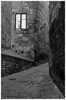 Street and window at dawn. Siena, Tuscany, Italy ( black and white)
