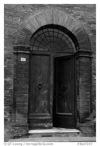 Old door. Siena, Tuscany, Italy (black and white)