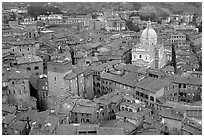 Chiesa di San Francesco seen seen from Torre del Mangia. Siena, Tuscany, Italy ( black and white)