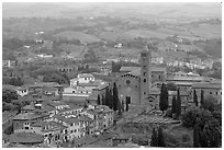 Basilica di Santa Maria dei Servi seen from Torre del Mangia. Siena, Tuscany, Italy ( black and white)