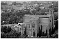 Church of San Domenico seen from Torre del Mangia. Siena, Tuscany, Italy (black and white)