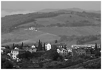 Countryside around the town. San Gimignano, Tuscany, Italy ( black and white)